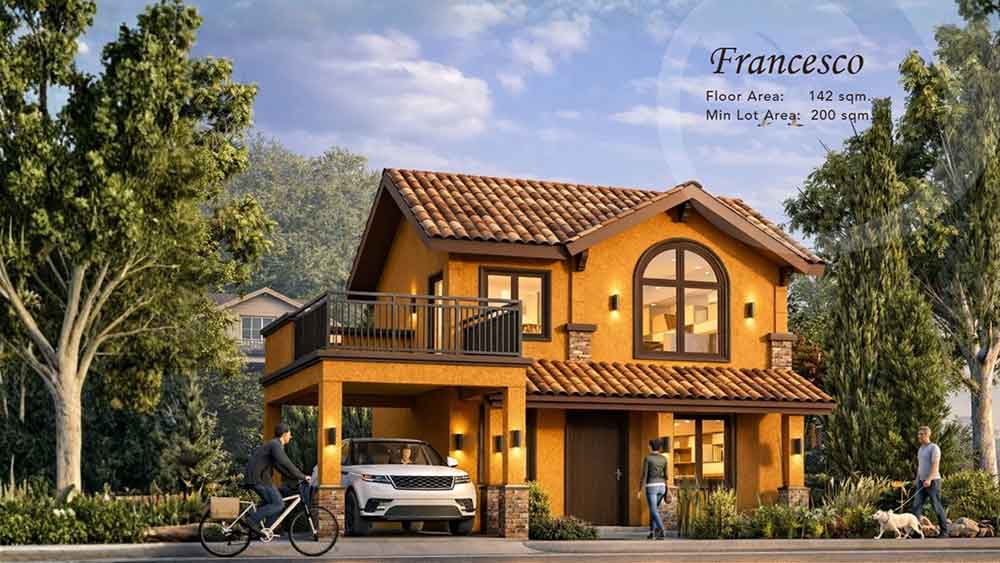 Francesco model Italian-inspired premium house with front porch and balcony at Siena Bacoor.